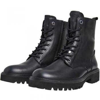 Botas de hombre Pepe Jeans Durham Combat 100% piel negras con cremalleras laterales y cordones