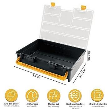 Organizador de plástico con tapa transparente 443x317x107 mm