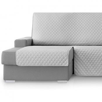 Protector cubresofá chaise longue gris claro.
