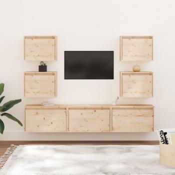 Mueble de TV 7 piezas en madera maciza de pino vidaXL