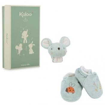 Kaloo Set de Pulsera y Patucos Ratón con Sonido - Regalo de Nacimiento Estimulación y Motricidad
