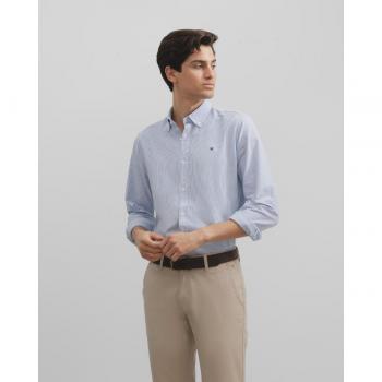 Camisa sport oxford raya azul medio para Hombre