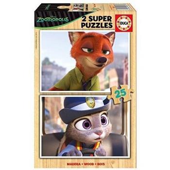 Zootrópolis Puzzle de Madera, Color, 2 x 25 Piezas