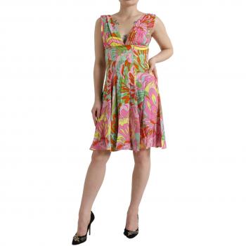 Dolce & Gabbana Multicolor Floral Silk Chiffon V-neck Dress - IT42 | L
