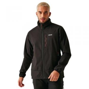 Chaqueta Softshell Impermeable Regatta Moutdale para Hombre Negro Rojo Óxido, Talla XXL