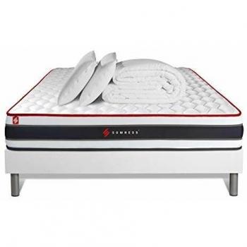 Pack Completo ENERGY 140x200 - Colchón de Resortes Ensacados y Memoria de Forma + Somier Kit Blanco + Edredón + 2 Almohadas - Confort Firme, Espesor 22 cm