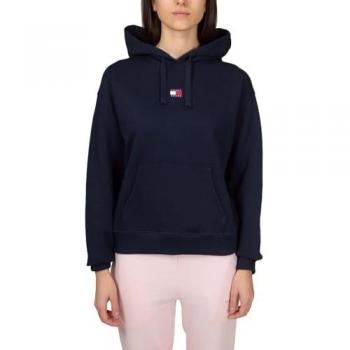 Chic Blue Brushed Cotton Hooded Sweatshirt with Logo Detail - Size L