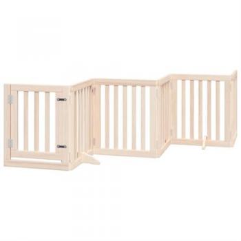 Foldable Dog Gate with Door, 12 Panels, 600 cm Poplar Wood Pet Barrier