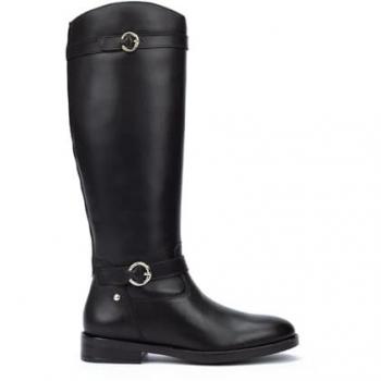 Pikolinos Puertollano W3C Women's Leather Knee High Boots with Zipper and Decorative Buckles
