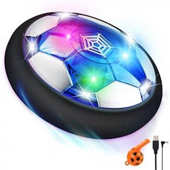 lenbest Balón Fútbol Flotante, Juguete Aire Fútbol con Led y Protectores de Espuma Suave, Air Power Soccer, Regalos Cumpleaños Navidad, Juguete Deportivo para Niños 4 5 6 7 8 9 10 11 12 Años