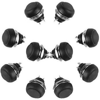 Larcele 12mm Mini Impermeable Botón Pulsador, Negro,10 Piezas ANKG-01