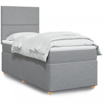 Cama box spring suave con colchón gris claro 80x200 cm Tela