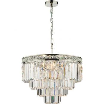Lámpara colgante Vyana Crystal cromo brillo 4 bombillas E14 3,4cm níquel pulido