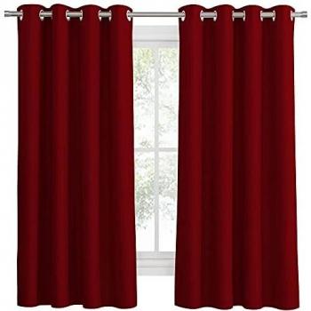 PONY DANCE Cortinas Termicas Opacas con Ollaos Rojas - Telas Protección Rayos UV Paneles Modernos para Ventanas Habitación Juvenil Matrimonio y Dormitorio Infantil, 2 Uds, 132 x 158 cm
