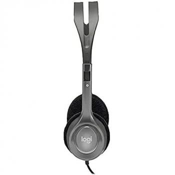 Logitech H110 Auriculares con Cable, Sonido Estéreo con Micrófono Giratorio, Dos Clavijas de Conexión Jack 3,5mm, PC/Mac/Portátil , Negro
