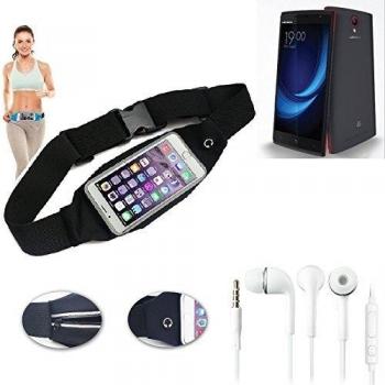 Cinturón de bandolera bolso de la cintura bolsa para Leagoo Elite 5, negro + auriculares. Aptitud del deporte de la cubierta a prueba de lluvia Ejercicio corriente - K-S-Trade