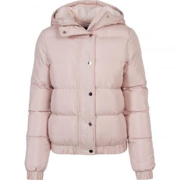 Urban Classics Women's Light Pink Hooded Puffer Jacket