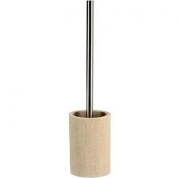 Tendance - Escobilla de inodoro con soporte de resina estriada, color beige claro