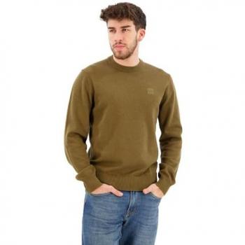 BOSS Orange Kanovano Men's Cotton-Cashmere Crew Neck Sweater - Open Green - Size M