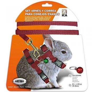 ICA DA1020 Set de Arnés y Correa para Conejos Enanos, Rojo