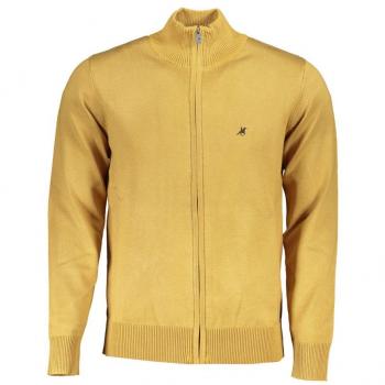 U.S. Polo Assn. Men's Yellow Embroidered Nylon Cardigan Sweater - XL