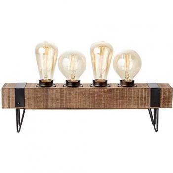 Lámpara de Mesa Woodhill 4 Luces Antiguo/Negro E27 con Interruptor de Cable
