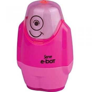 GOMA DE BORRAR Y SACAPUNTAS DE LA MARCA SCRIPTUMM COLOR ROSA MODELO SERVE E-BOT