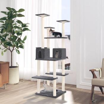 Árbol rascador para gatos con postes de sisal gris oscuro 167 cm