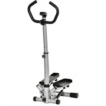 Stepper HOMCOM con asa, pantalla LCD y velocidad ajustable, fitness para casa, entrenamiento de piernas y glúteos, metal ABS negro y plata 55 x 53 x 118-128 cm