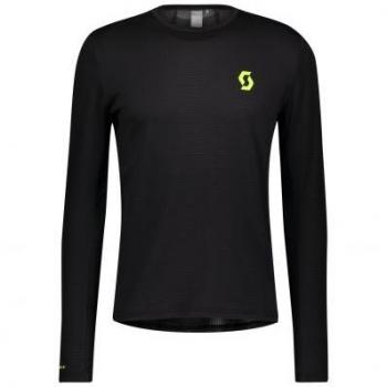 Maillot de manga larga para hombre Scott RC Run (Negro/amarillo) - Camiseta de rendimiento, tejido ligero y transpirable, ajuste ceñido, tecnología de secado rápido, diseño ergonómico para mayor comodidad en carrera