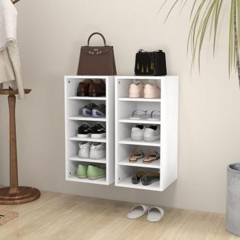 Muebles Zapateros 2 uds contrachapada blanco 31,5x35x70 cm