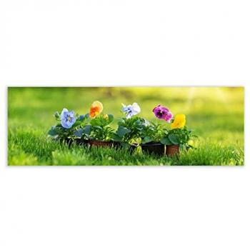 Cuadro Cabecero Flores Lienzo Verde 150x50 cm - Decoración Moderna para Dormitorios y Salones