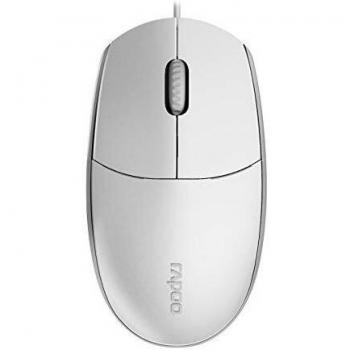 Ratón USB Blanco Rapoo N100, Óptico 1600 DPI, Ergonómico para Diestros y Zurdos