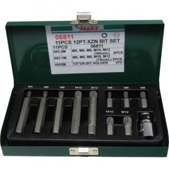 Punta de destornillador hexagonal XZN HANS 10 mm - Kit de puntas de tornillo HANS 06811 - Estuche de puntas para destornillador HANS 06811
