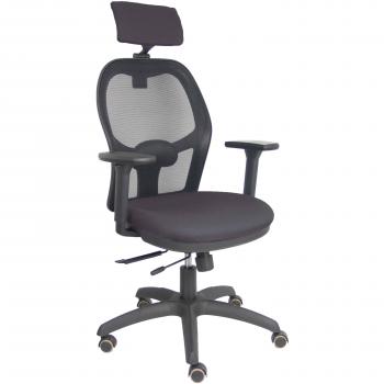 Silla de Oficina Jorquera Traslack Malla Negra Asiento Bali Gris Oscuro Brazos 3D Cabecero Regulable