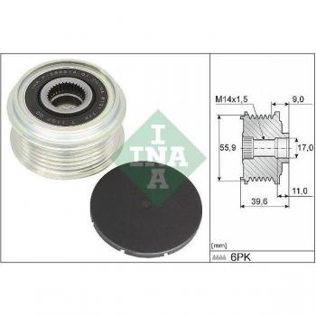 Polea de alternador INA 535 0340 10, Rueda libre del generador, compatible con varios modelos de vehículos