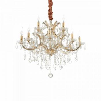 Araña sin pantallas Napoleon Glass Gold 12 bombillas 98cm, color oro, cristal, 12 luces