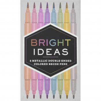 Metallic Double-Ended Colored Brush Pens: 8 Colored Pens
