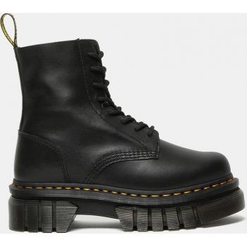 Dr. Martens Audrick 8-Eye Women's Black Platform Boots with Stitch Detail and Back Pull Tab