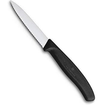 Victorinox SwissClassic - Cuchillo para verdura en punta con filo ondulado, 19 centímetros, color negro