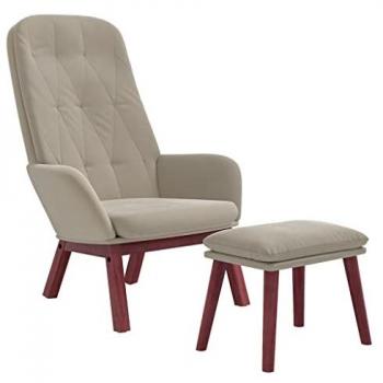 Sillón de Relax con Taburete en Terciopelo Gris Claro, Asiento Moderno para Salón y Oficina
