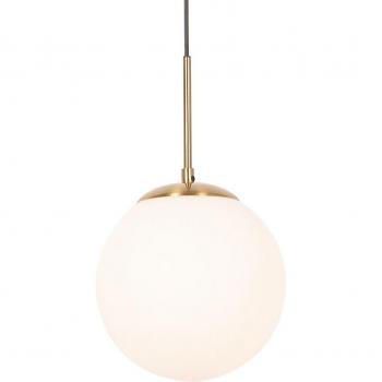 Lámpara colgante Art Déco dorada con cristal opalino - Flore, diseño en acero, adecuado para LED, 1 x 40 Watt
