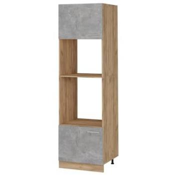 Armario para microondas R-Line, 60 cm, Hormigón/Roble dorado, Vicco