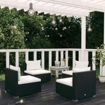 Set de muebles de jardín 4 pzas con cojines de ratán sintético negro