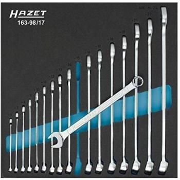 HAZET 163-98/17 Juego de llaves combinadas, perfil de tracción hexagonal doble exterior, incluye llaves del tamaño 6 al 24 mm, número total de herramientas: 17