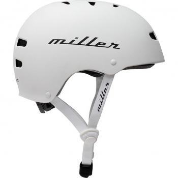Casco de patinaje Miller CE Blanco con almohadilla en barbilla - Máxima calidad y protección