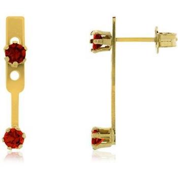 Córdoba Jewels | Pendientes en plata de ley 925 bañada en oro con Swarovski con diseño Duo Swarovski Rubí Gold