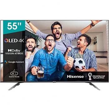 Hisense 55E76GQ QLED 2021 Gaming Series, 55 pulgadas 4K UHD Dolby Vision HDR Smart TV con Youtube, Netflix, Freeview Play y Alexa Built-in, HDMI 2.1, Bluetooth, certificación TÜV