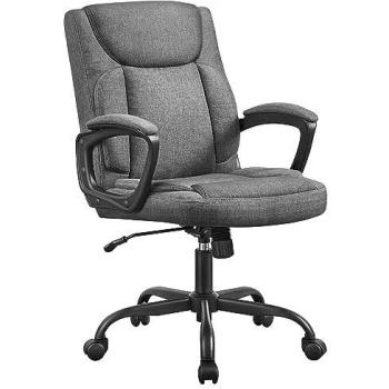 Silla de Escritorio Ergonómica y Giratoria - Altura Ajustable, Reposabrazos Acolchados, Tapizado Gris