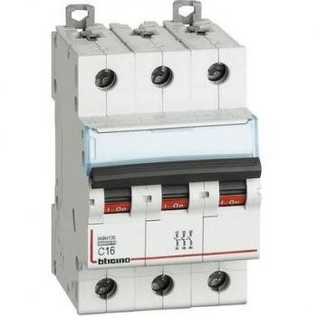 Interruptor Magnetotérmico 3P C 16A 10kA 3 Módulos FH83C16 - Bticino